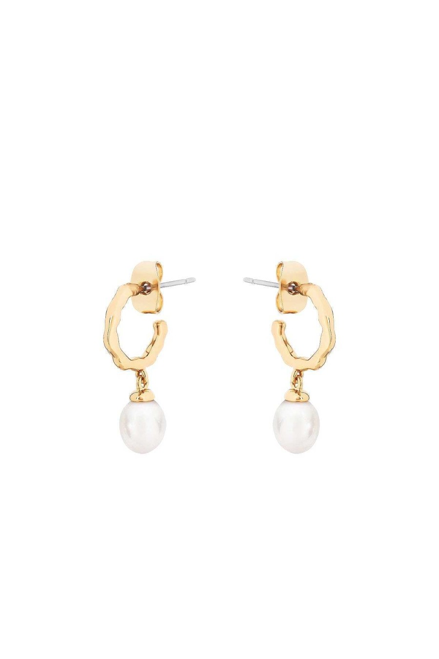 Boxed Gifts | Tipperary Crystal Jewellery Natural Pearl Hoop Earrings