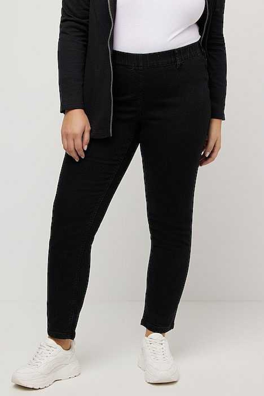 Jeans & Trousers | Ulla Popken Denim Look Elastic Jeggings In Black