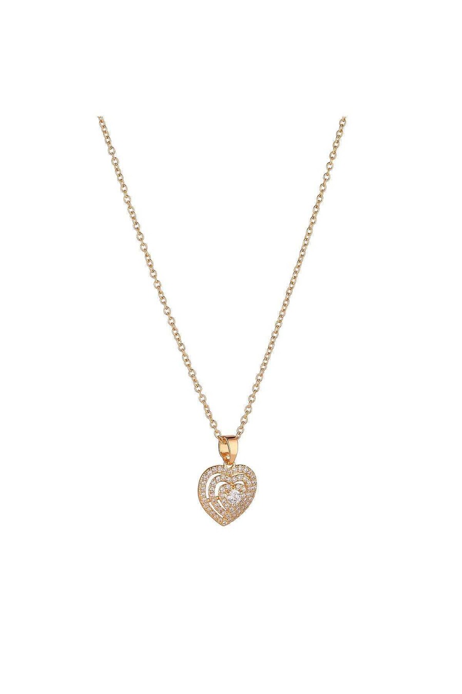 Jewellery | Knight & Day Gold Micropave Heart Pendant