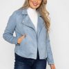 Coats & Jackets | Rowen Avenue Suede Biker Jacket In Light Blue