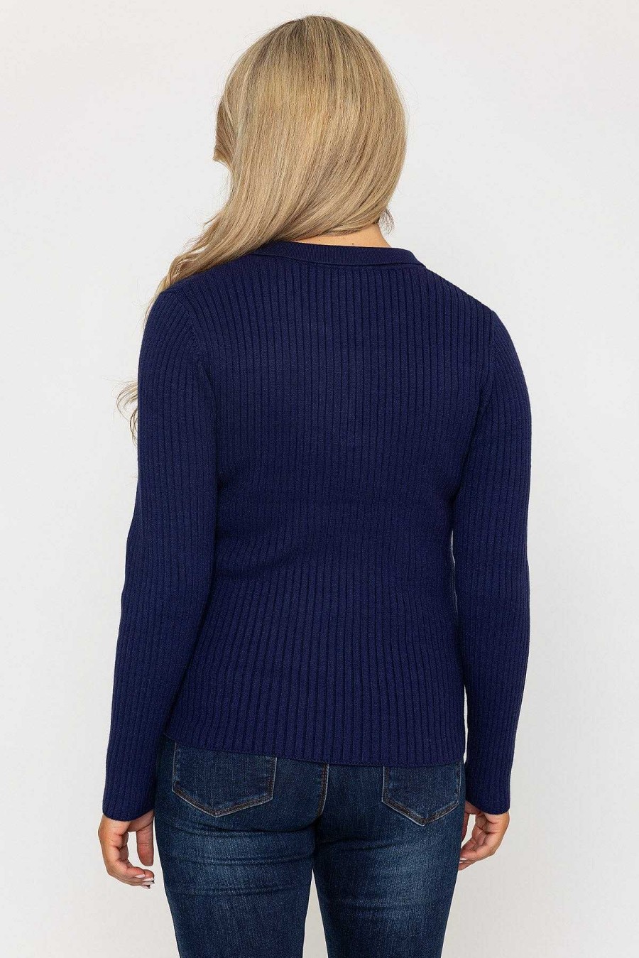 Jumpers & Cardigans | Rowen Avenue Navy Knitted Polo Jumper