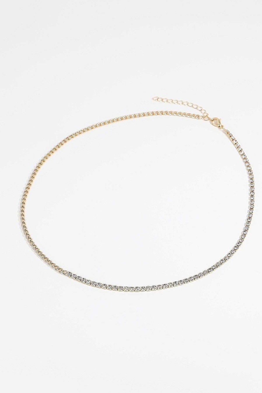 Necklaces | Soul Jewellery Curb And Diamante Necklace In Gold