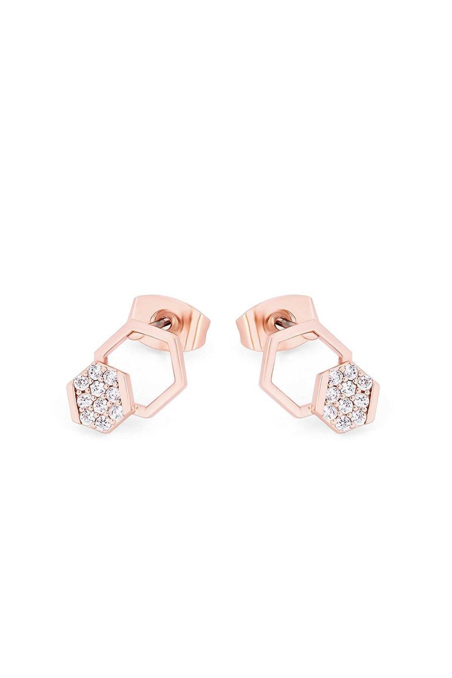 Boxed Gifts | Tipperary Crystal Jewellery Bee Hexagonal Pave Stud Earrings