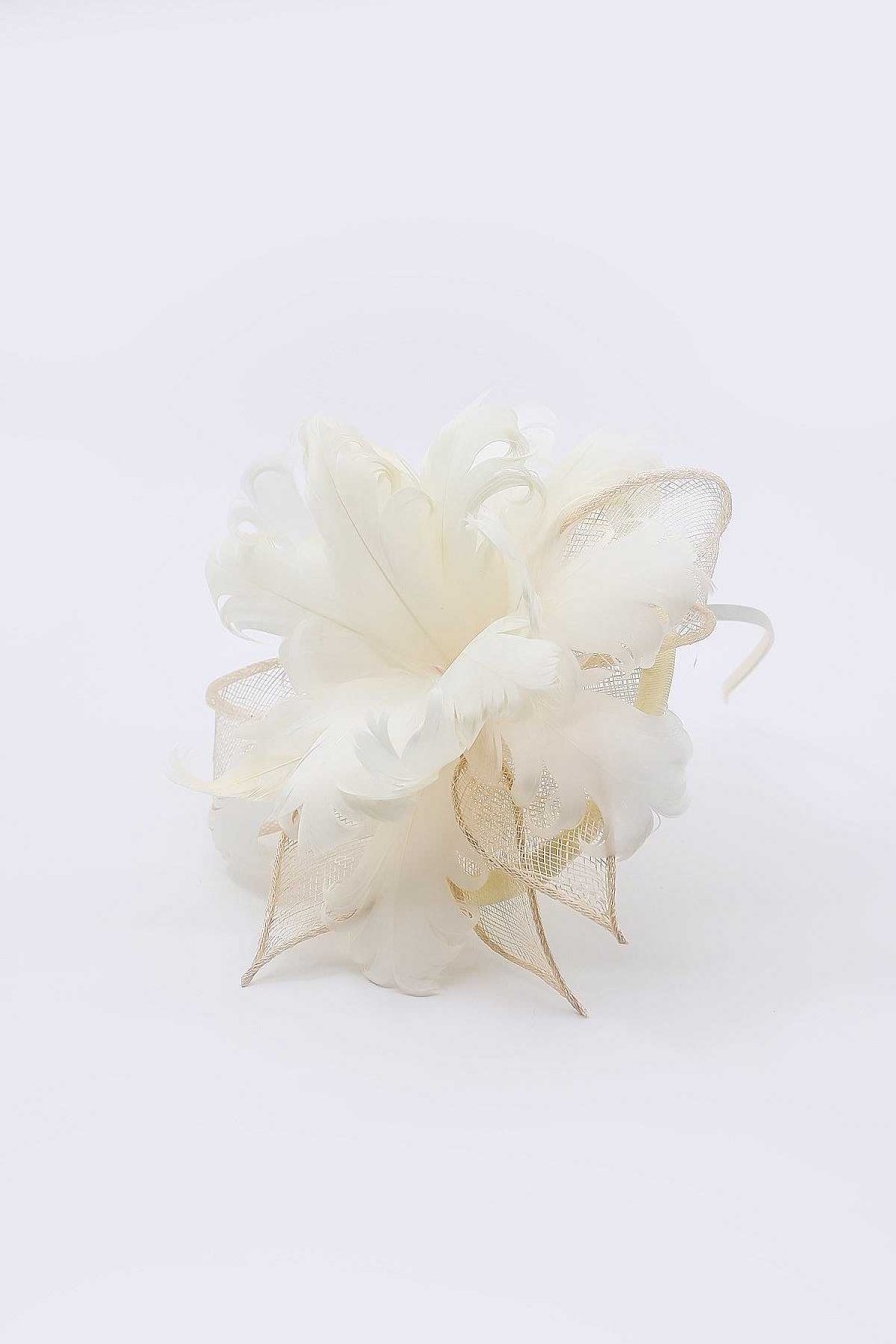 Fascinators | SOUL Accessories Feather And Flower Fascinator In Cream