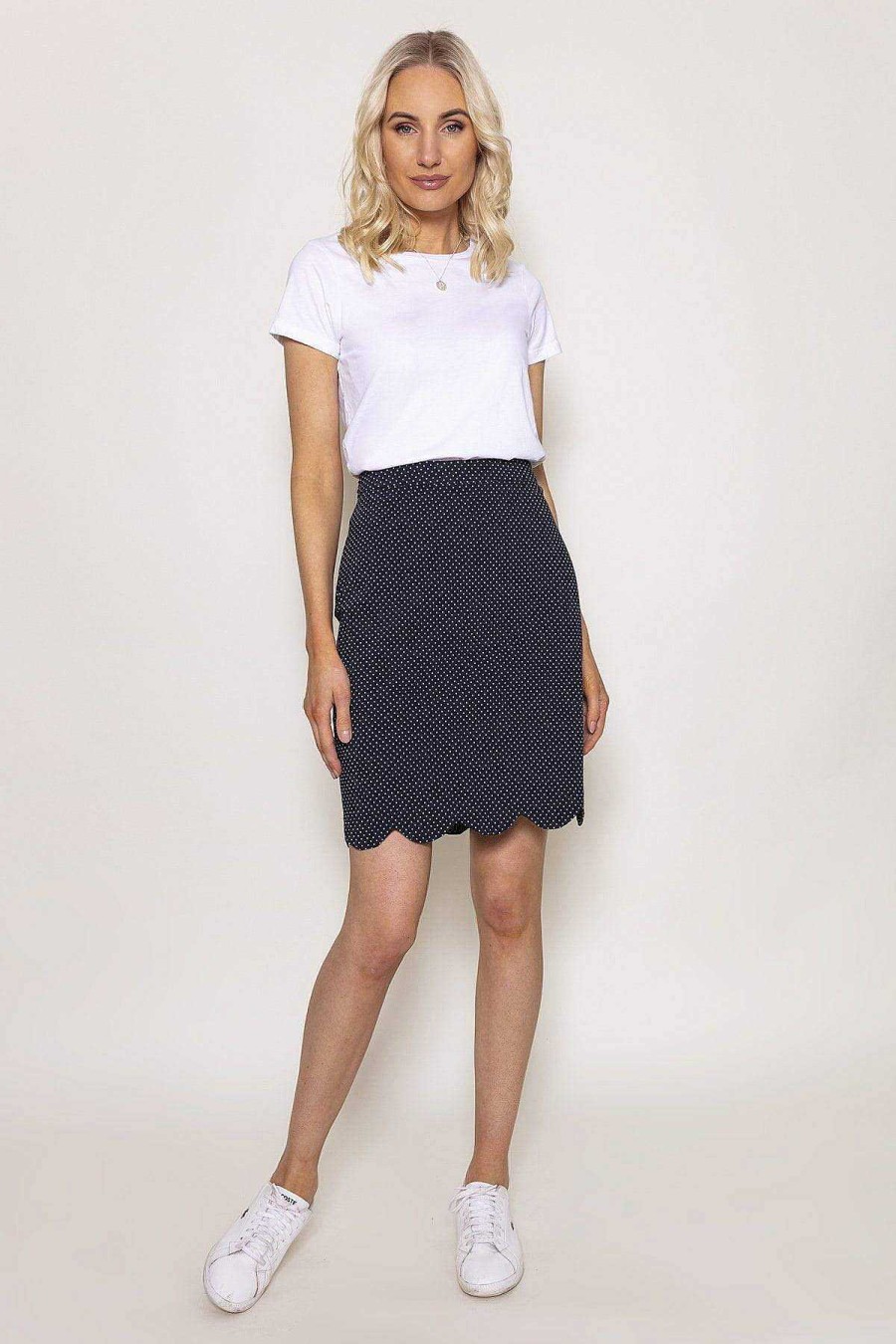 Skirts & Shorts | Kelly & Grace Weekend Scallop Hem Skirt In Navy