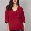 Tops & Blouses | Rowen Avenue Frill Blouse In Burgundy