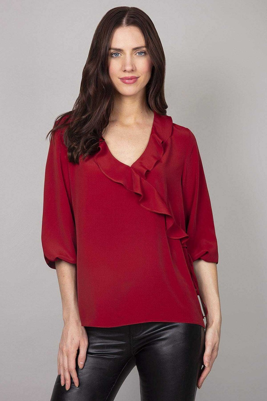 Tops & Blouses | Rowen Avenue Frill Blouse In Burgundy