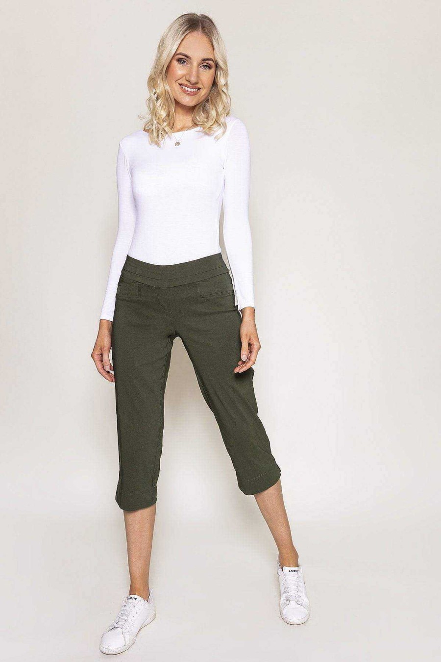 Jeans & Trousers | Kelly & Grace Weekend Bengaline Crop Pants In Khaki