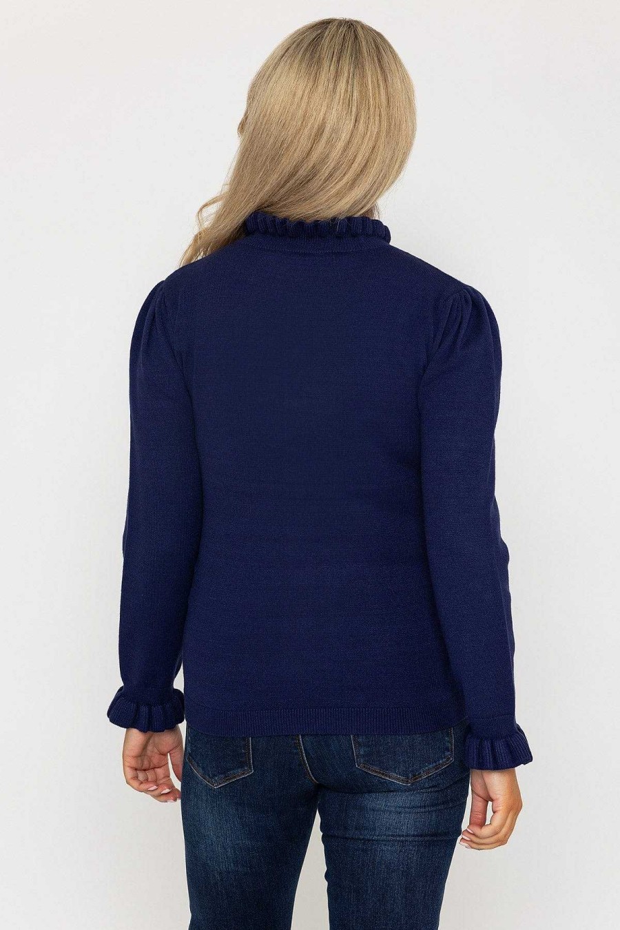 Jumpers & Cardigans | Rowen Avenue Ruffle Neck Knit In Navy