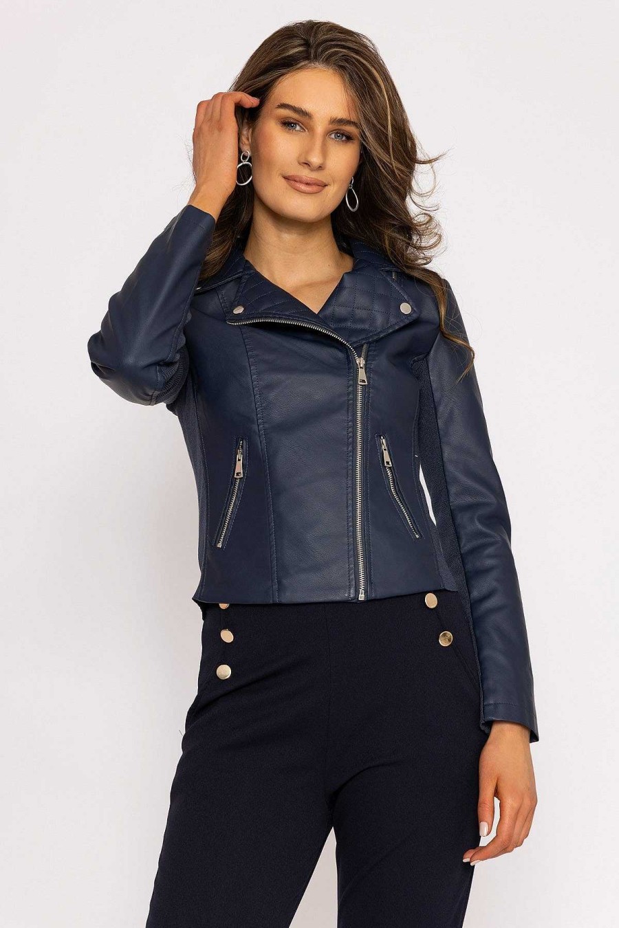 Coats & Jackets | J'aime la Vie Quilted Side Zip Jacket In Navy