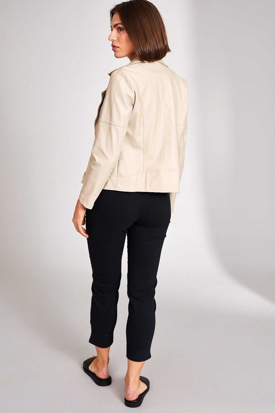 Coats & Jackets | Peruzzi Pu Biker Jacket In Cream