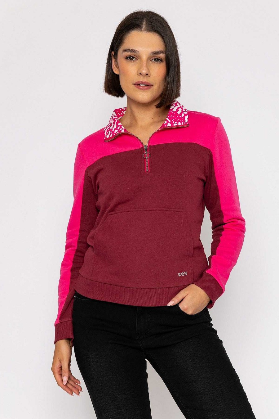 Hoodies & Sweatshirts | Kelly & Grace Weekend Pink 1/4 Zip Pocket Sweatshirt