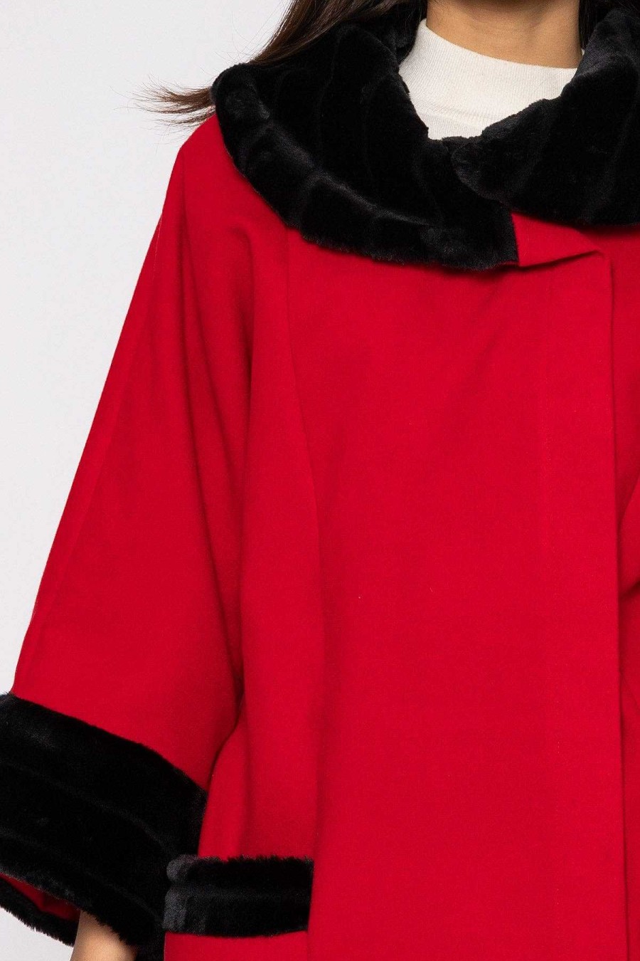 Coats & Jackets | Pala D'oro Faux Fur Trim Jacket In Red