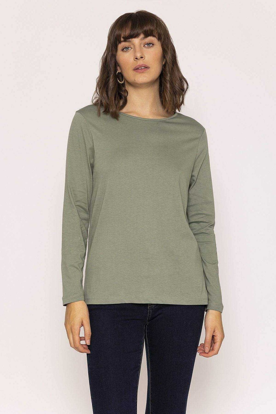 Tops & Blouses | Kelly & Grace Weekend Long Sleeve Basic Tee In Khaki