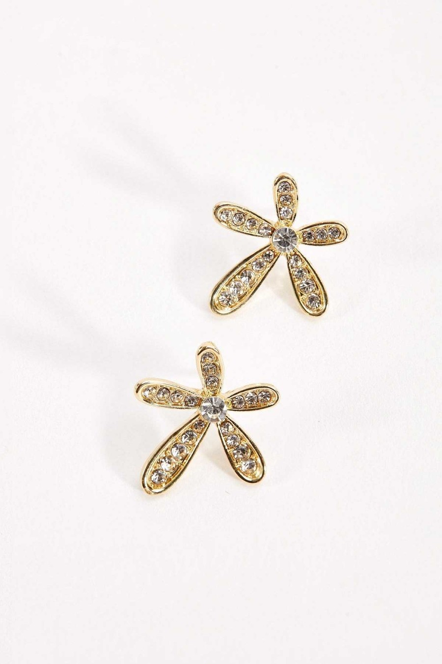 Boxed Gifts | Soul Jewellery Gold Diamante Floral Earrings