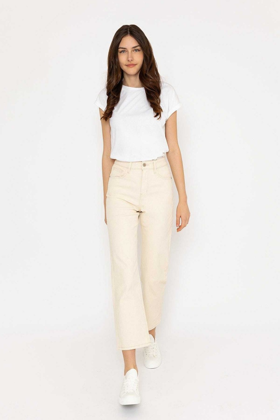 Jeans & Trousers | Oraije Solange Cream Straight Leg Jeans