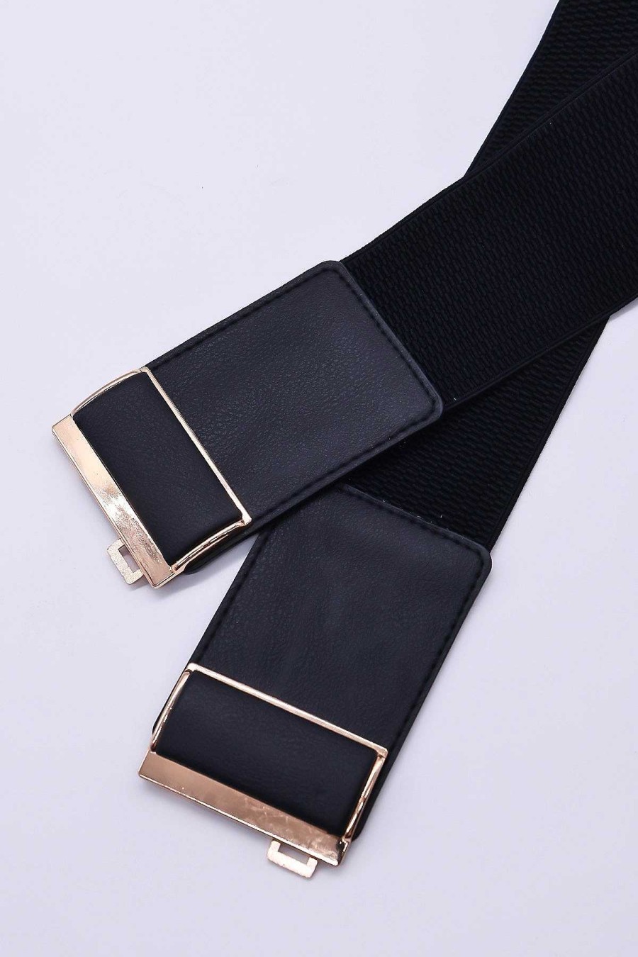 Belts | SOUL Accessories Gold Clasp Elastic Belt In Black