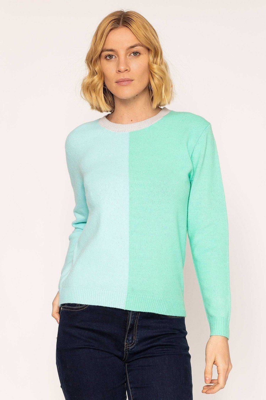 Jumpers & Cardigans | Kelly & Grace Weekend Panel Knit In Green