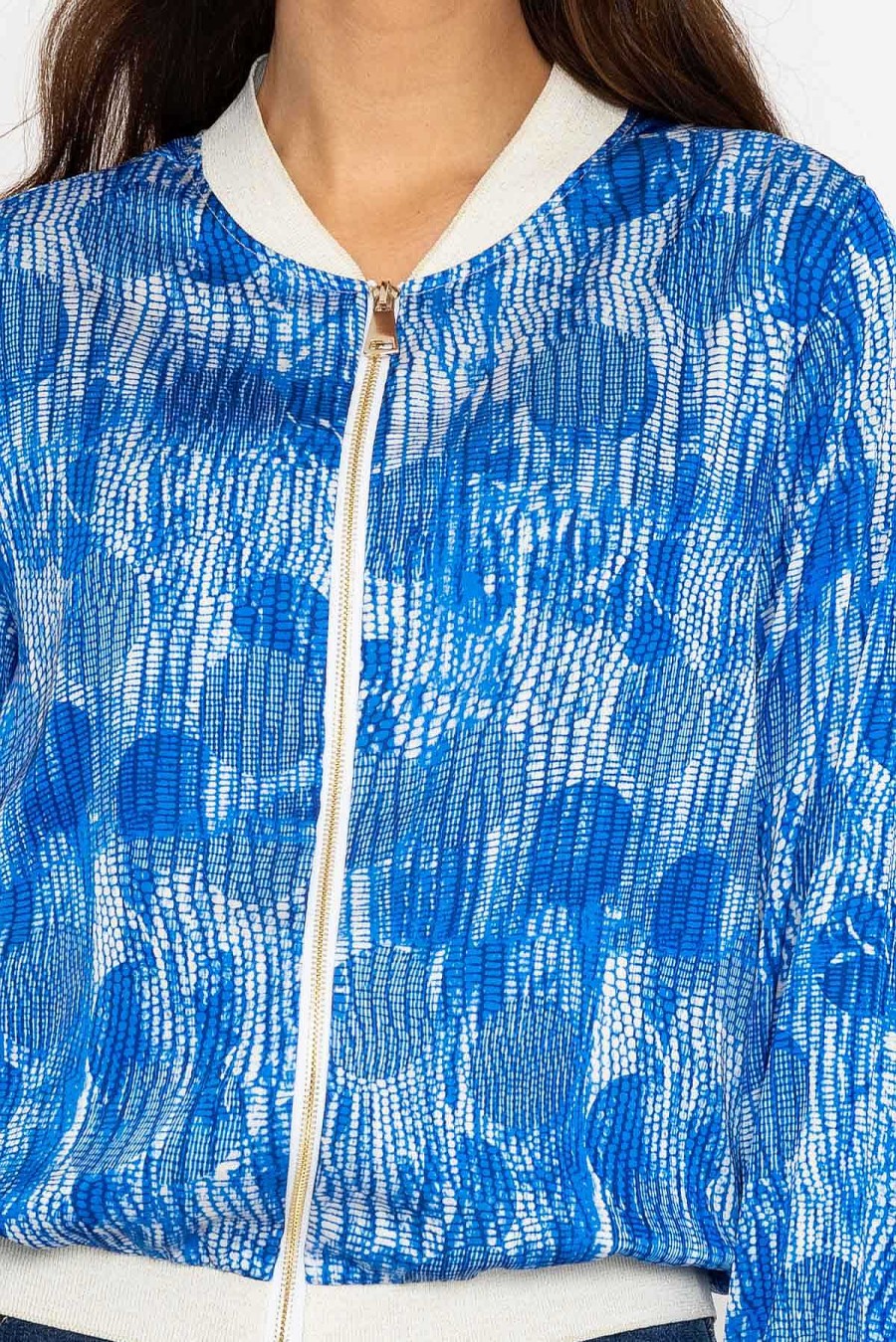 Coats & Jackets | Pala D'oro Printed Bomber Jacket In Blue