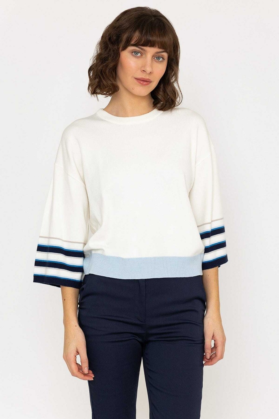 Jumpers & Cardigans | Rowen Avenue Wide Sleeve Stripe Knit In Ecru