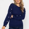 Jumpers & Cardigans | Kelly & Grace Weekend Button Sleeve Knit In Navy