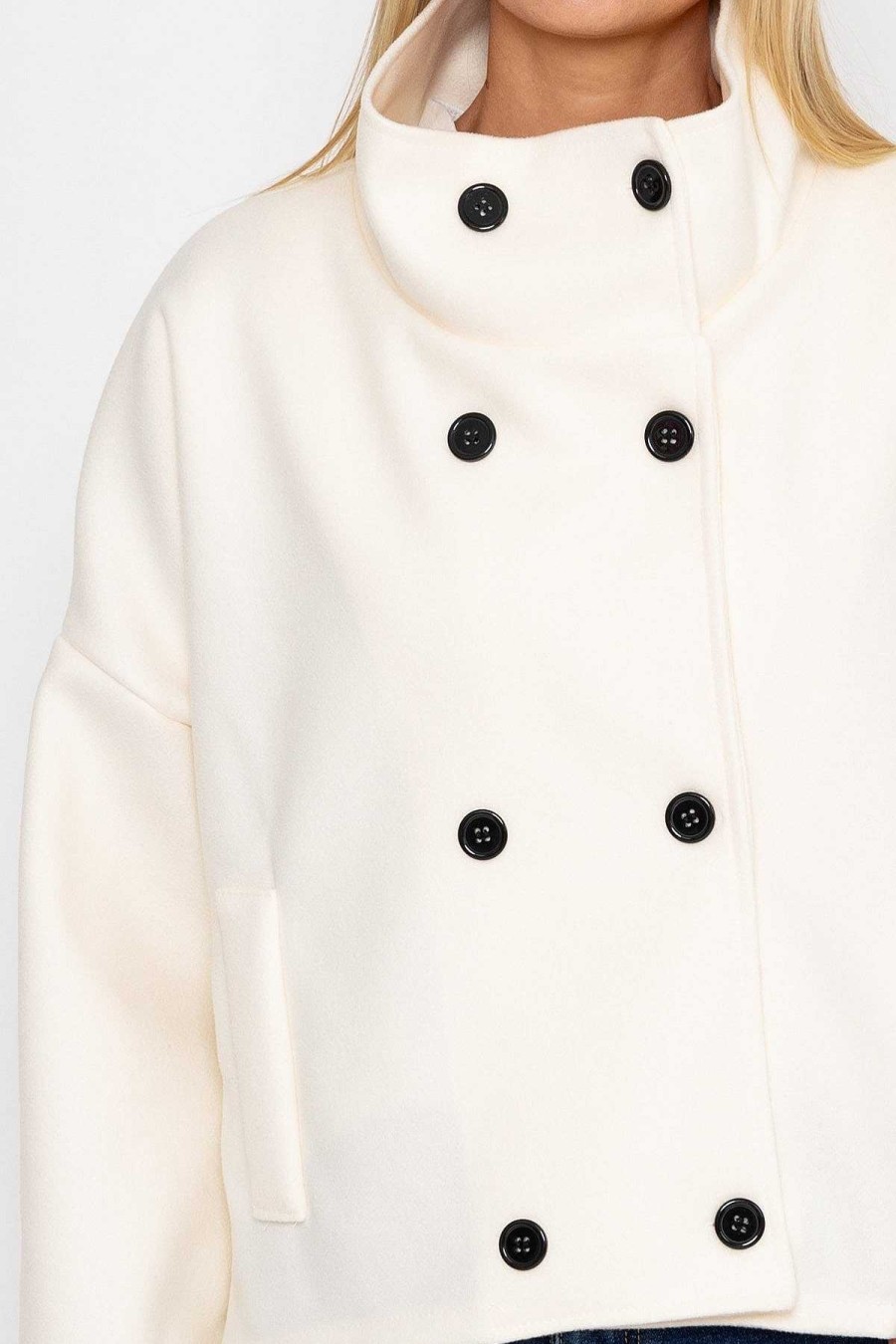 Coats & Jackets | Pala D'oro Short Funnel Neck Jacket In White