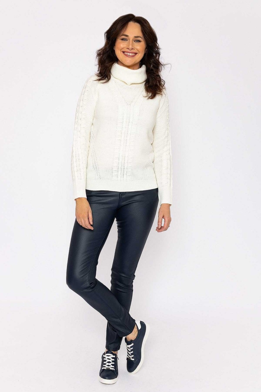 Jumpers & Cardigans | Voulez Vous Cable Knit Polo In White