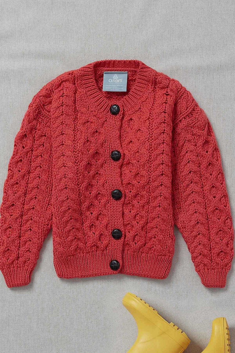 Jumpers & Cardigans | Aran Woollen Mills Kids Aran Cardigan In Red