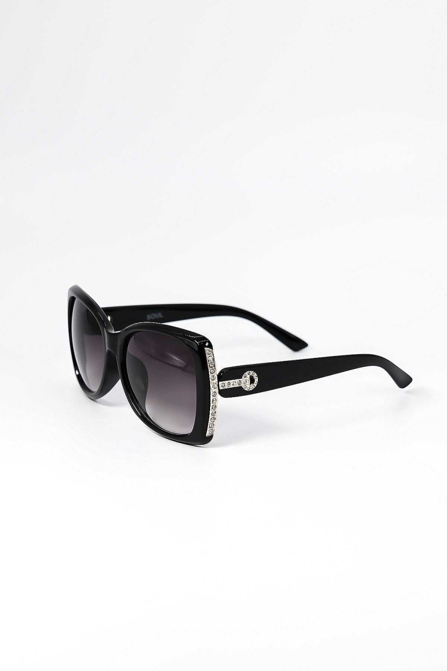 Sunglasses | SOUL Accessories Diamante Oversized Sunglasses In Black