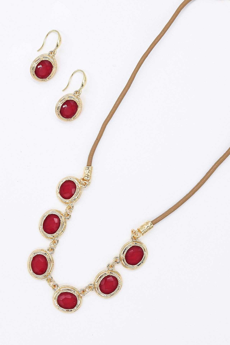 Necklaces | Joularie Multi Stone Necklace In Red