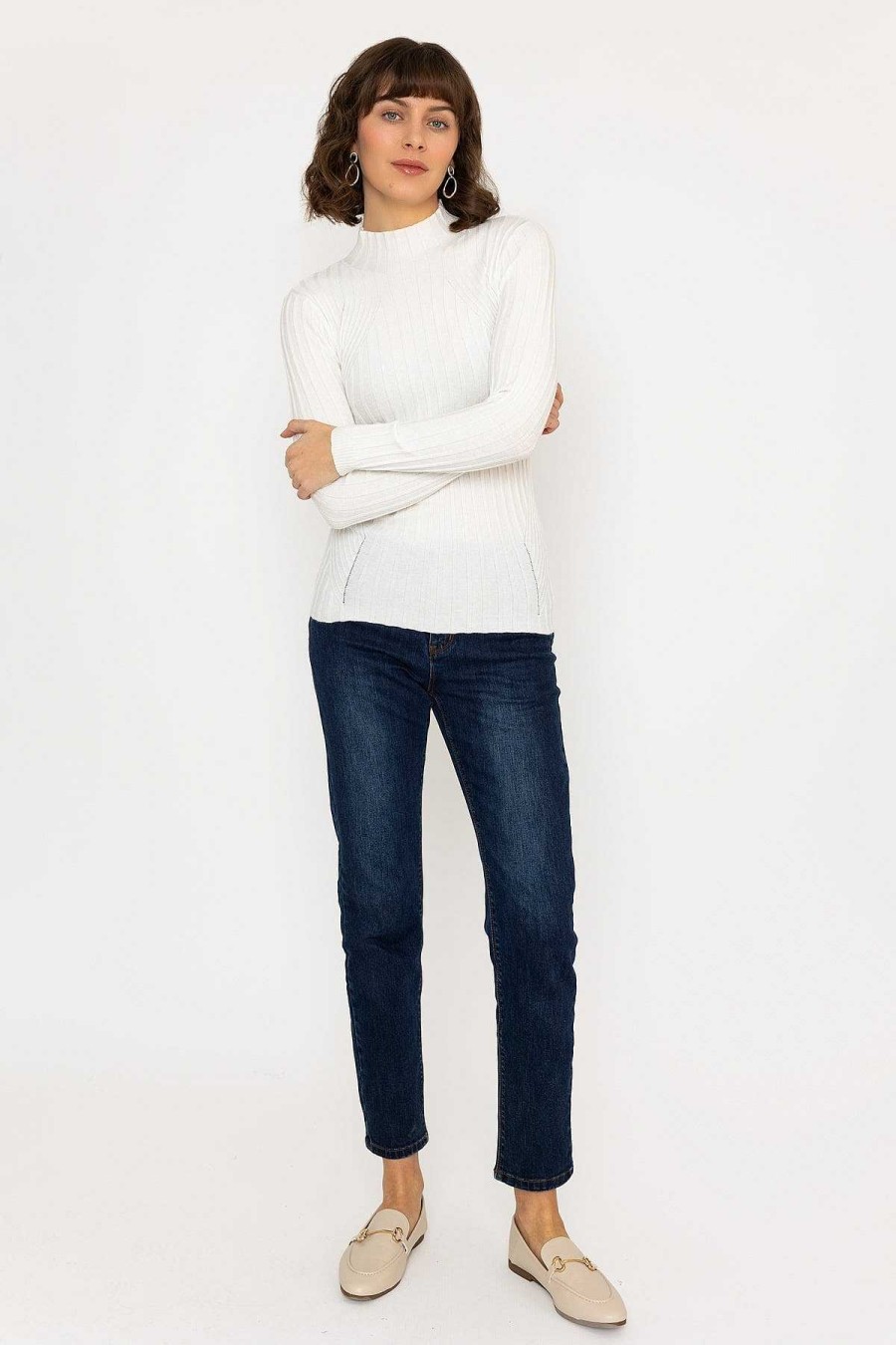 Jumpers & Cardigans | Kelly & Grace Weekend Rib Knit Top In Ecru