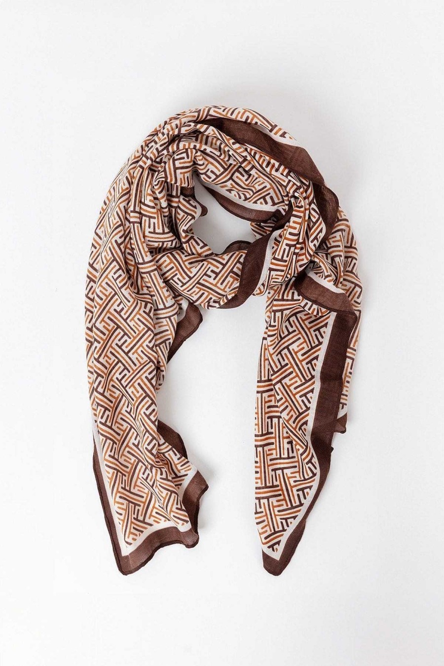 Accessories | Pala D'oro Accessories Geo Print Scarf In Coffee