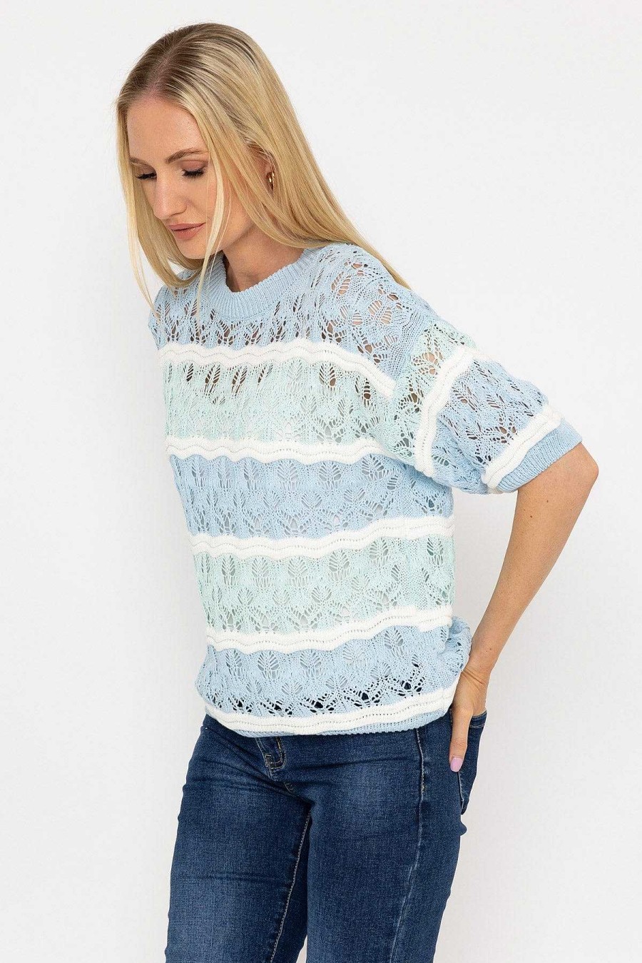 Jumpers & Cardigans | Pala D'oro Blue Stripe Knit Jumper