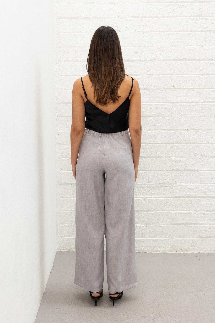 Jeans & Trousers | Pala D'oro Sport Grey Tailored Wide Leg Trousers