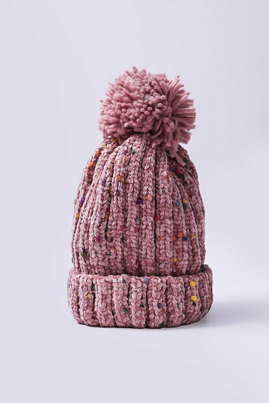 Hats | SOUL Accessories Chenille Contrast Beanie In Pink