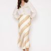 Skirts & Shorts | Elli White Cream Satin Stripe Midi Skirt