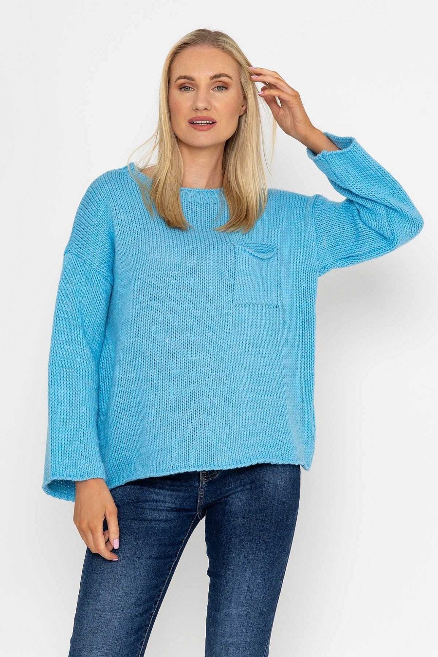 Jumpers & Cardigans | Pala D'oro Pocket Knit In Blue