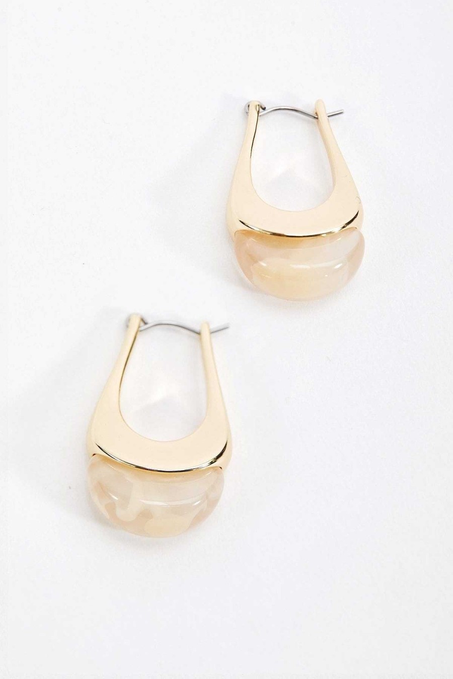 Earrings | Soul Jewellery Chunky Hoop Earrings With Cream Stone