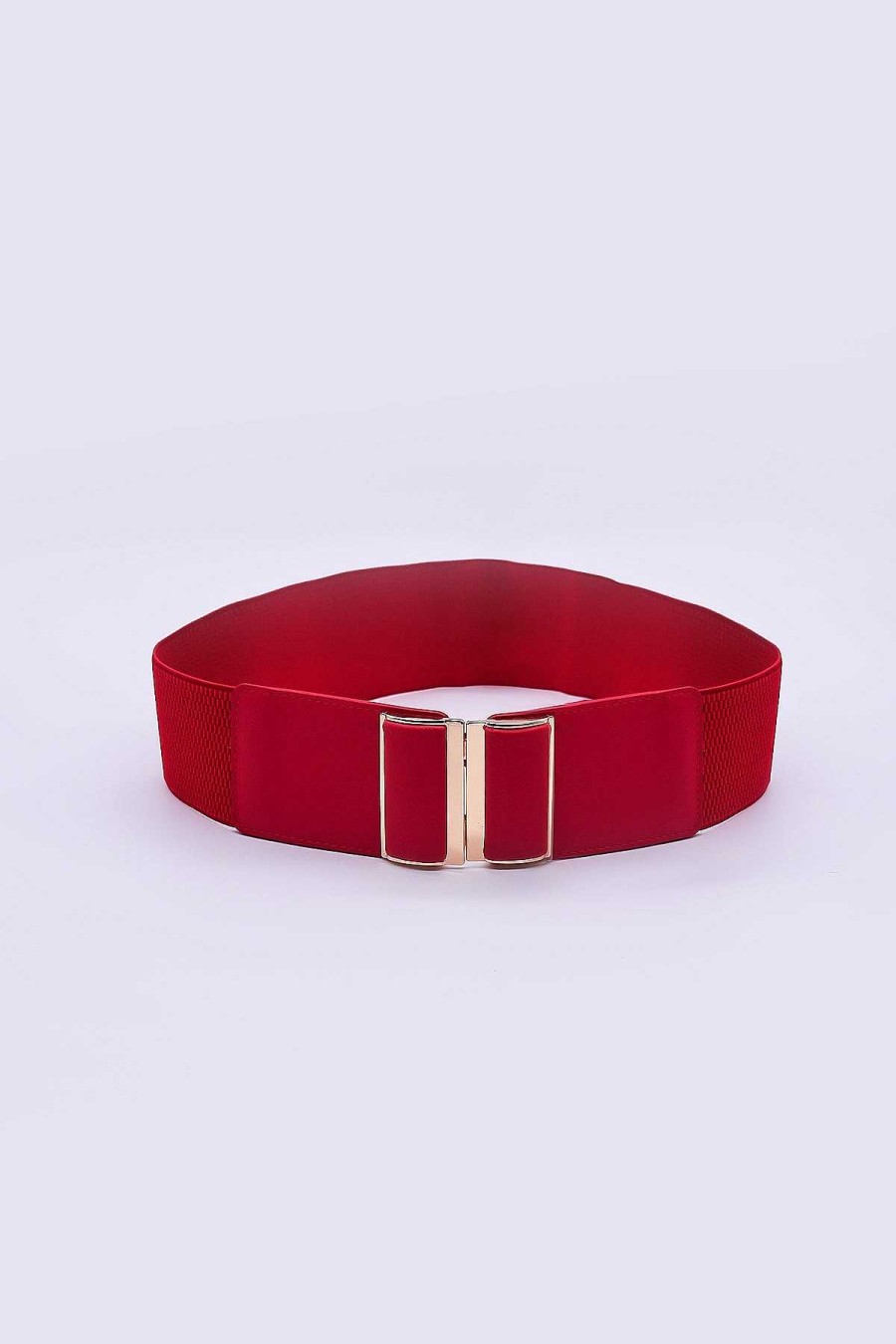 Belts | SOUL Accessories Gold Clasp Elastic Belt In Red