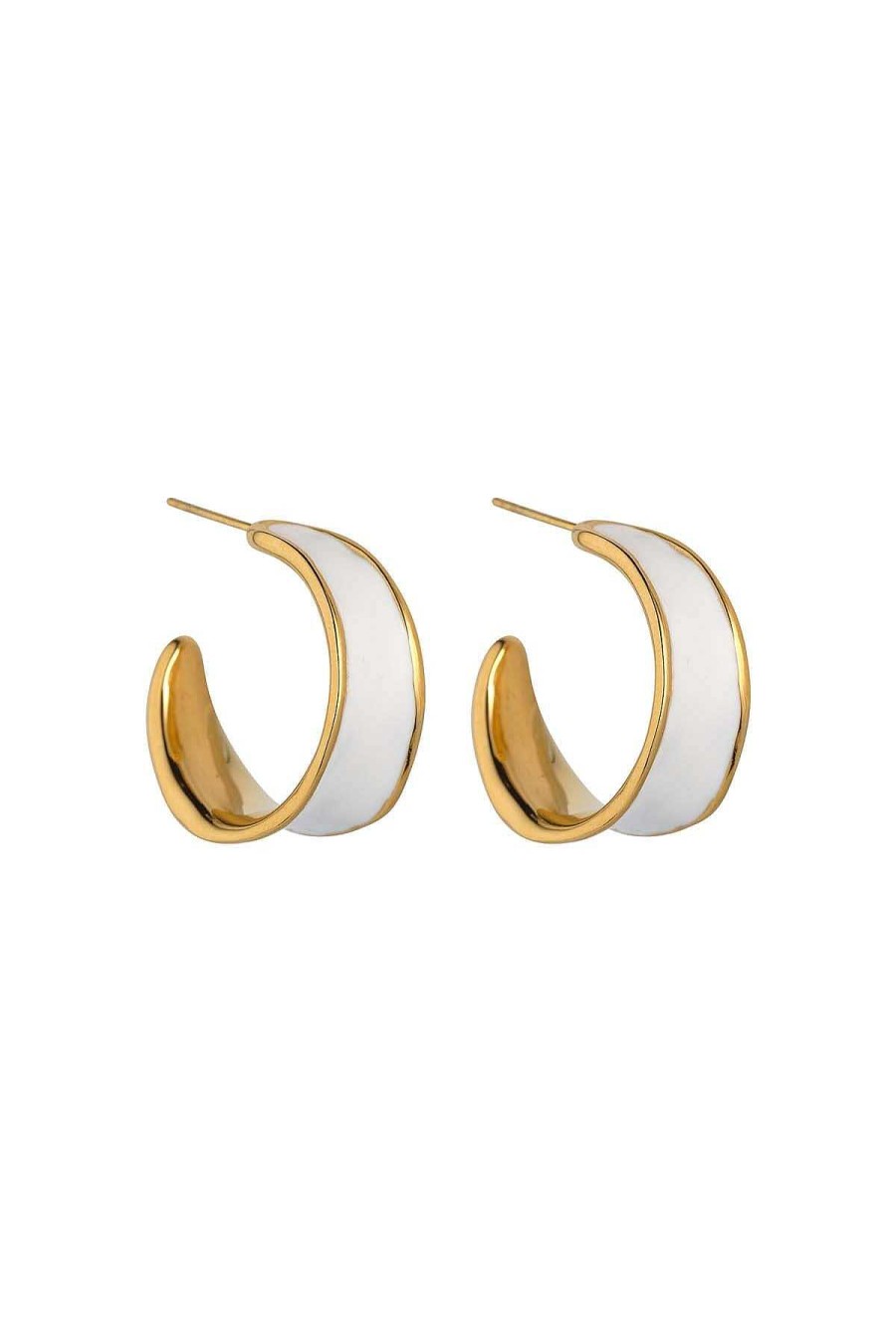 As Seen On Social | Knight & Day White Enamel Hoop Earrings