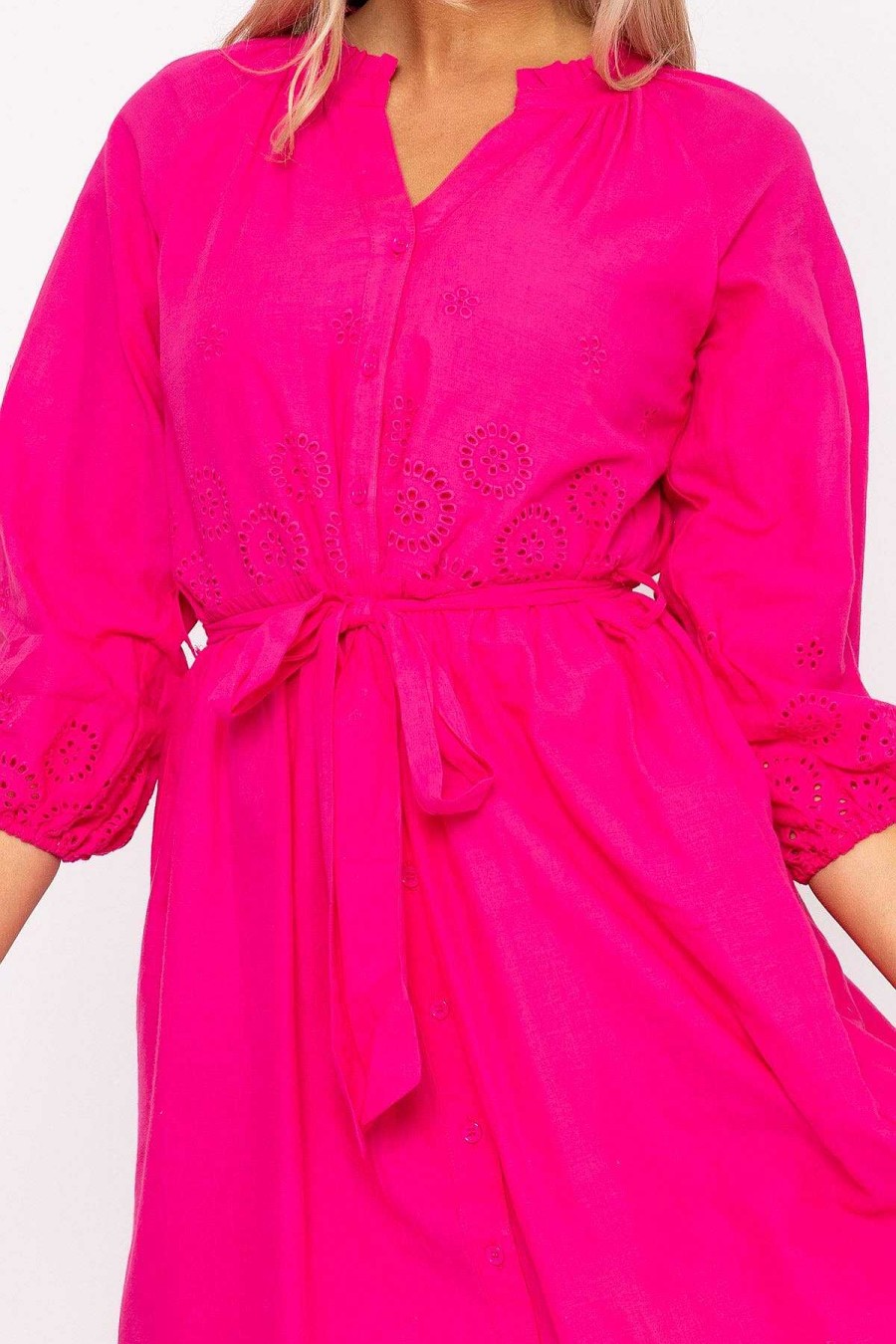 Sale Dresses | Rowen Avenue Pink Broderie Midi Dress