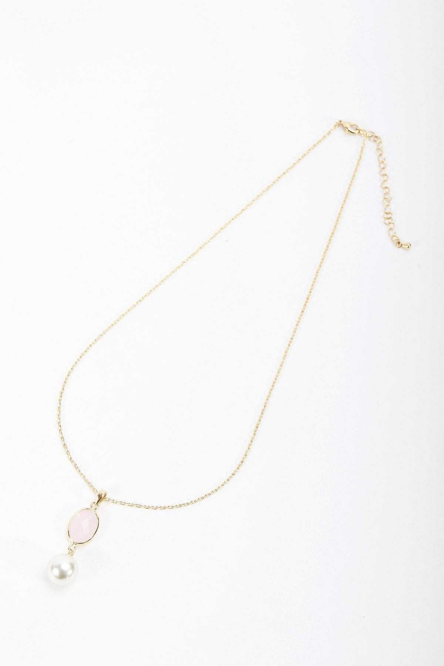 Boxed Gifts | Soul Jewellery Pink Stone Drop Pearl Necklace