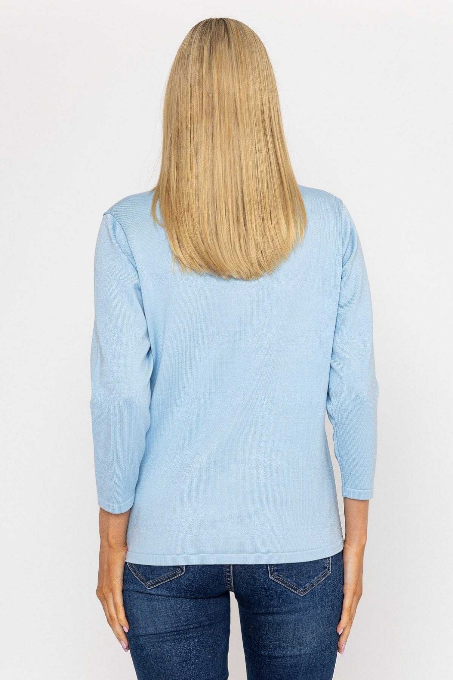 Jumpers & Cardigans | Voulez Vous Plain Knit Sweater With Diamonte Detail In Blue