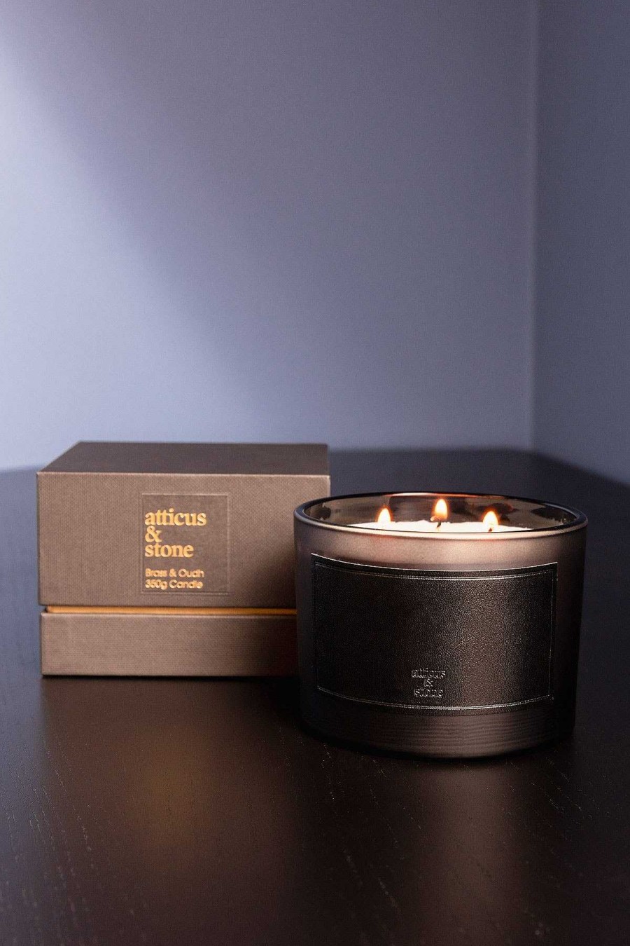 Homeware | Atticus & Stone Brass And Oudh 3 Wick Candle