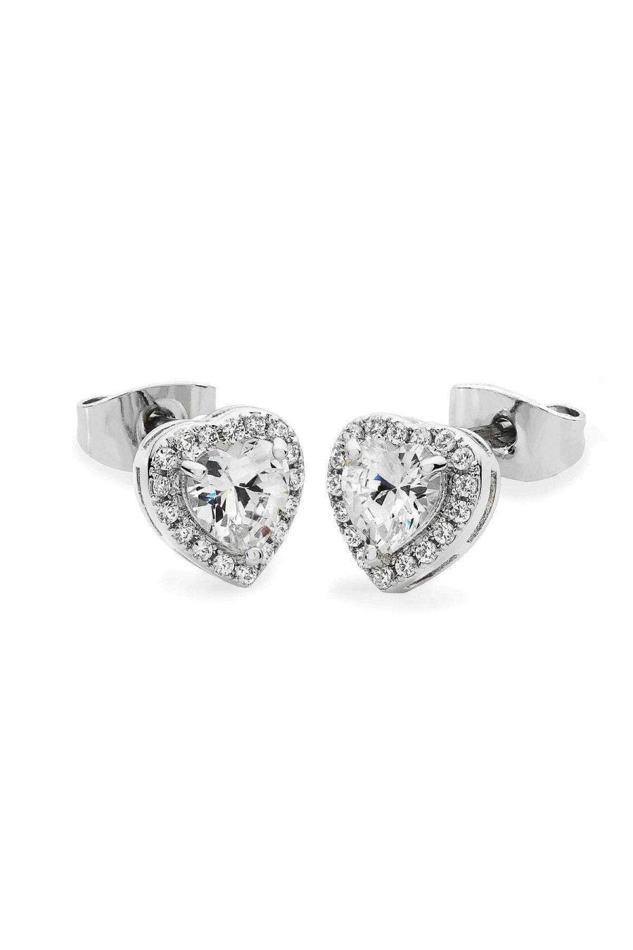 Earrings | Tipperary Crystal Jewellery Silver Diamante Heart Earrings