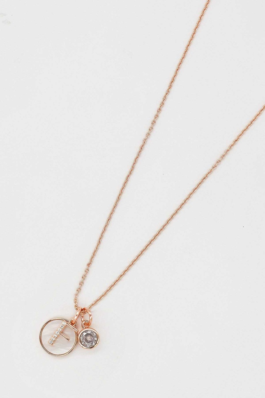 Teenager | Cherish F Initial Necklace In Rose Gold