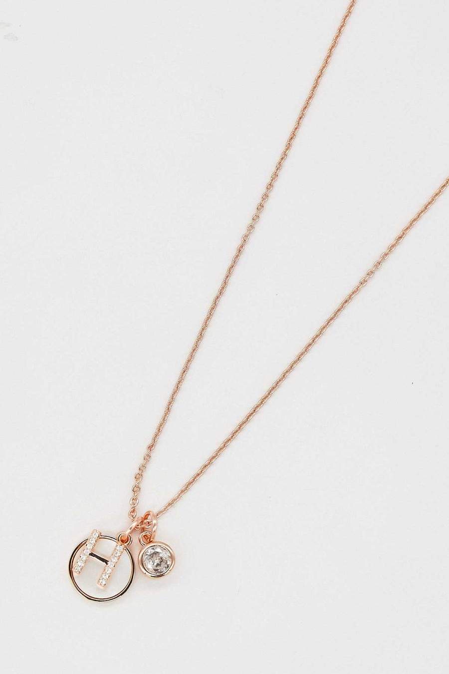 Jewellery | Cherish H Initial Necklace In Rose Gold