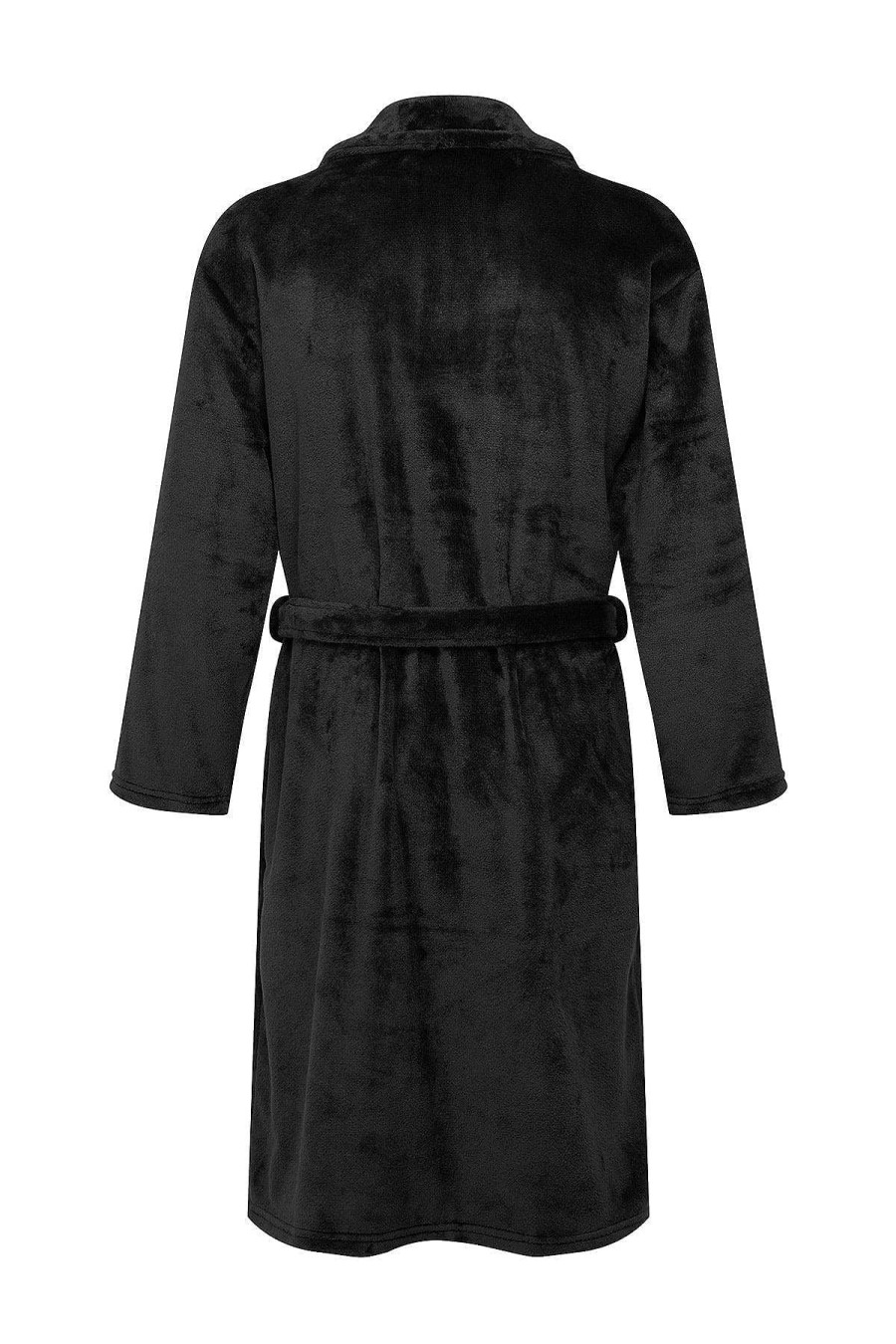 Nightwear | Marlon Sleepwear Mens Collared Fleece Robe In Black