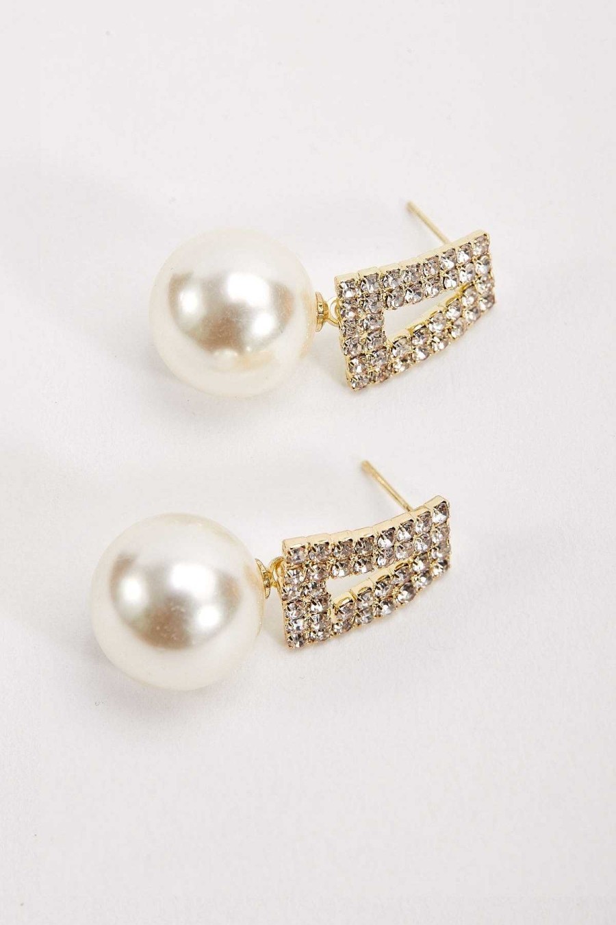 Boxed Gifts | Soul Jewellery Pave Geometric Pearl Drop Earrings