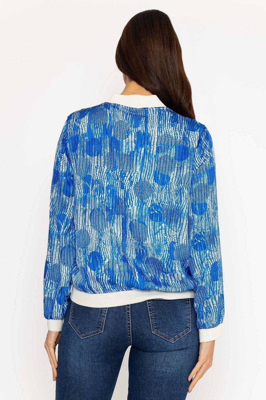 Coats & Jackets | Pala D'oro Printed Bomber Jacket In Blue